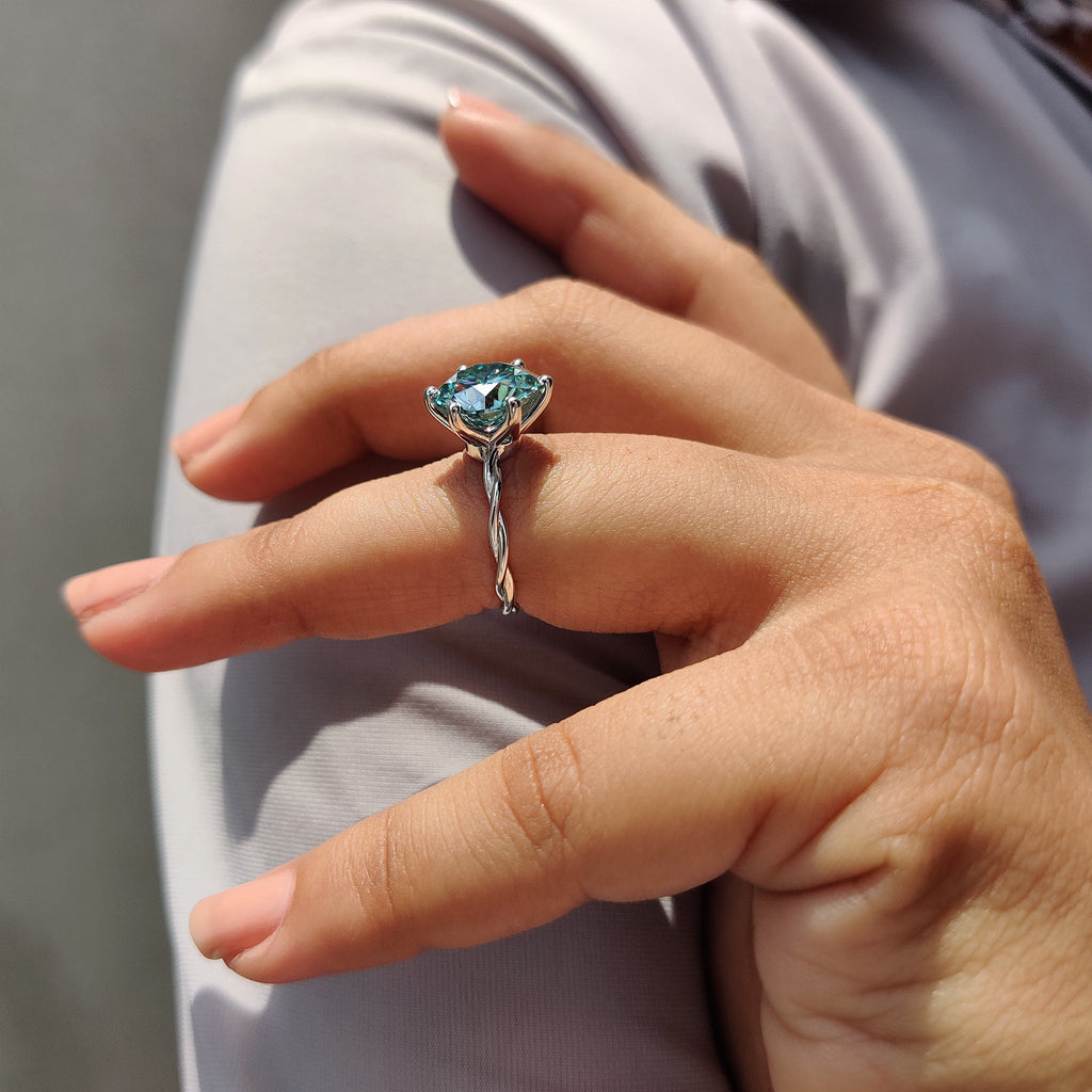 Round Cut Solitaire Ring  With  Twisted Side Band