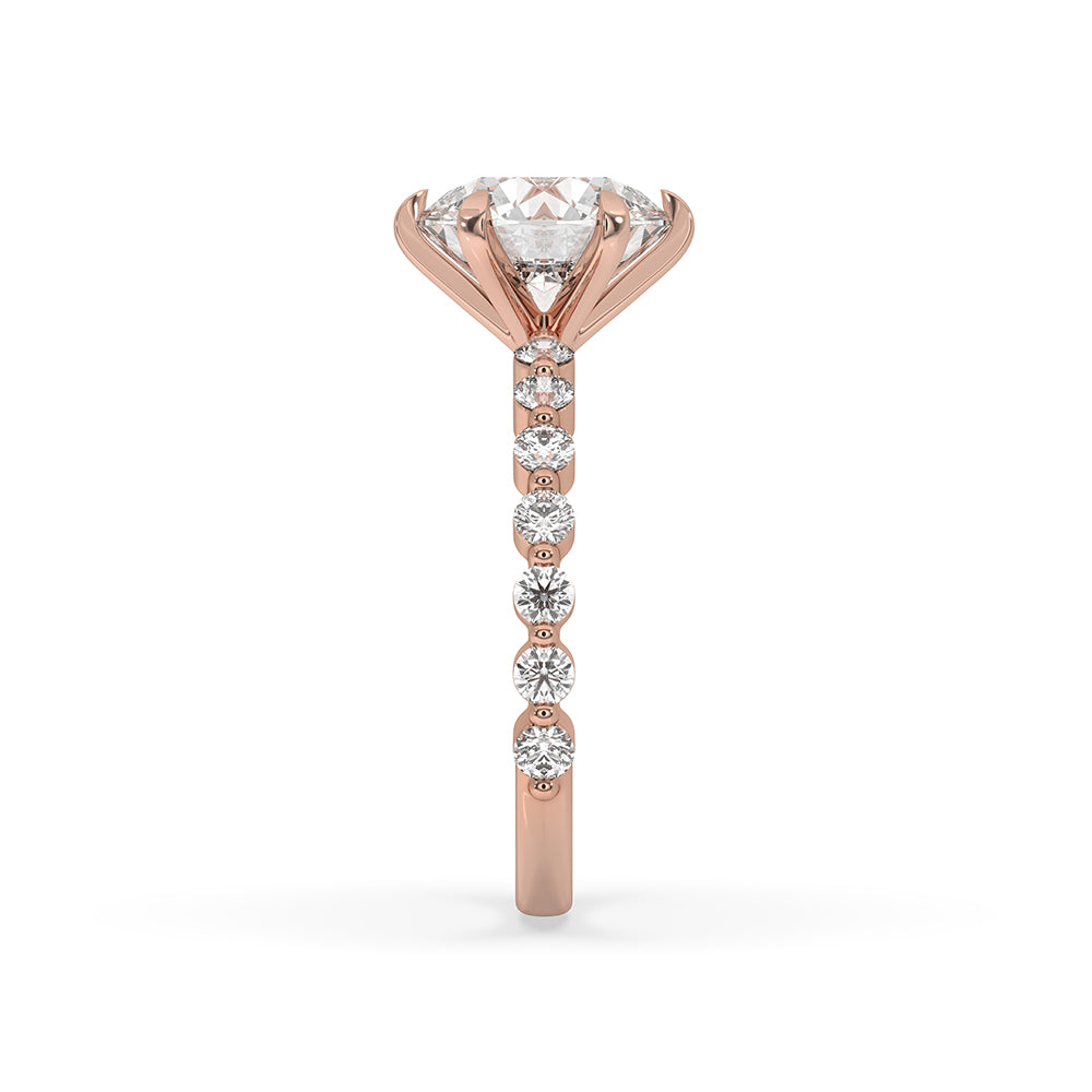 Round Cut Diamond Engagement Ring In Rose Gold