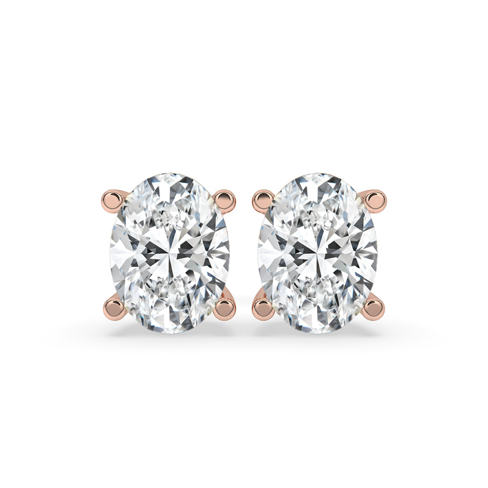 Rose Gold Oval Cut Diamond Earrings Main image