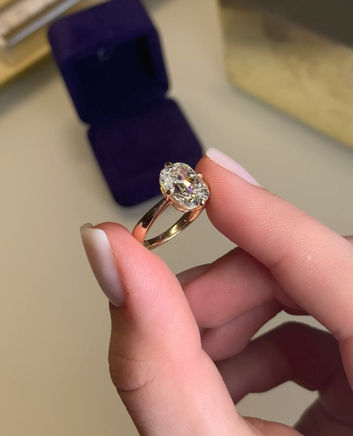 1.0 -3.0 CT Elongated Cushion ⁠Cut Lab Grown Diamond Solitaire Engagement Ring