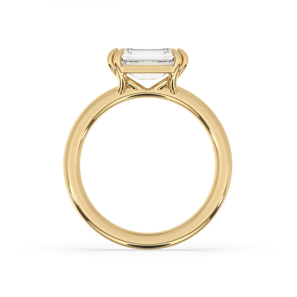 Yellow Gold Emerald Cut Diamond Engagement Ring