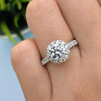 1.0ct Round Cut Halo Style Moissanite Engagement Ring