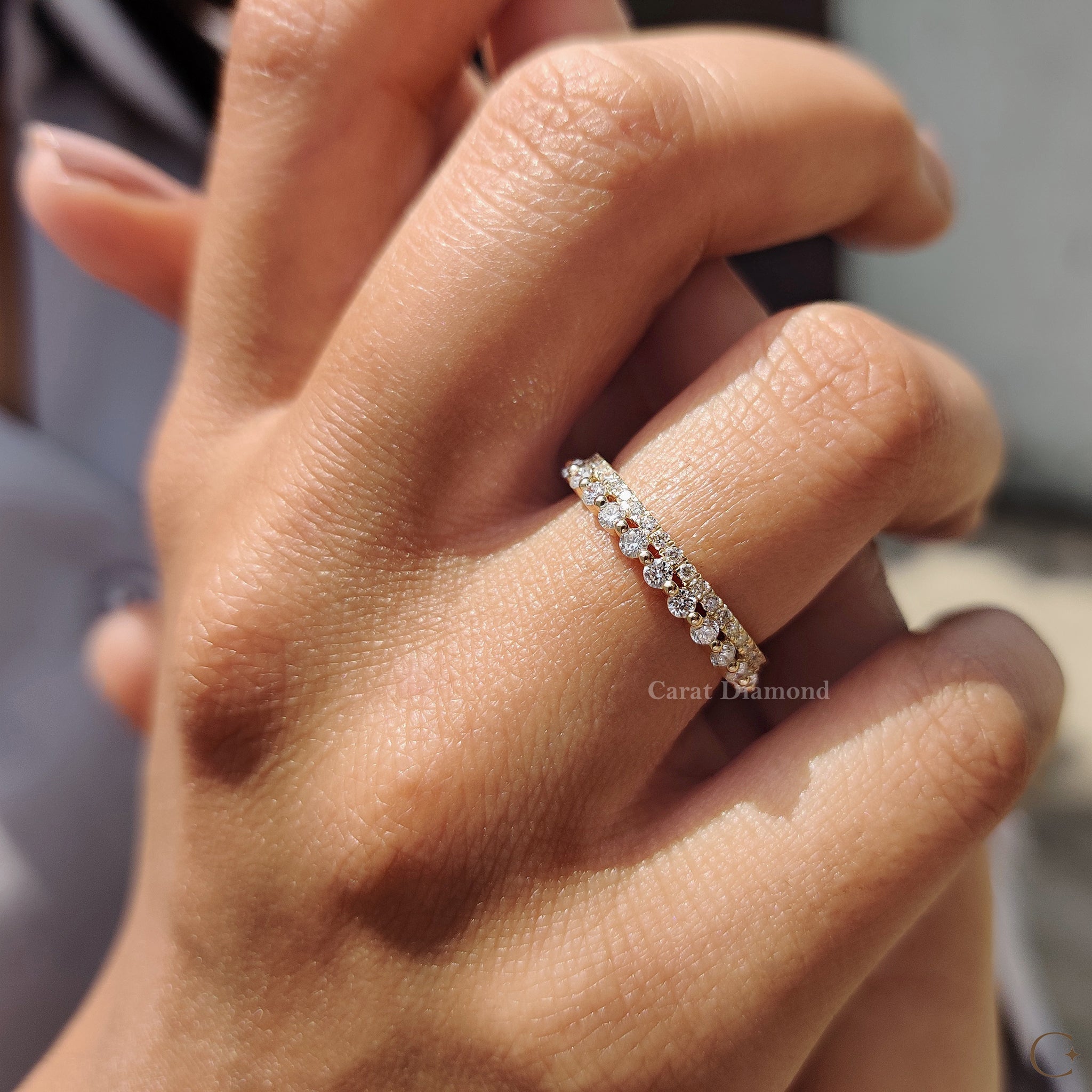 Round Wedding Band In Double Row Pave Style