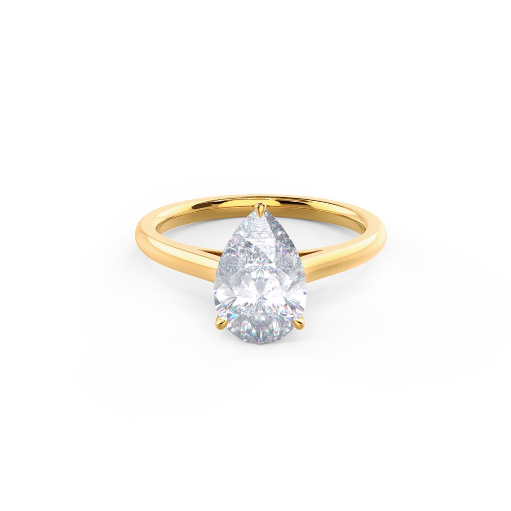 4.0 CT Pear Cut Moissanite Solitaire Engagement Ring