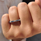 Blue Moissanite Baguette Cut Half Eternity Band
