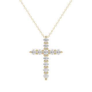 cross pendent round diamond moissanite necklace