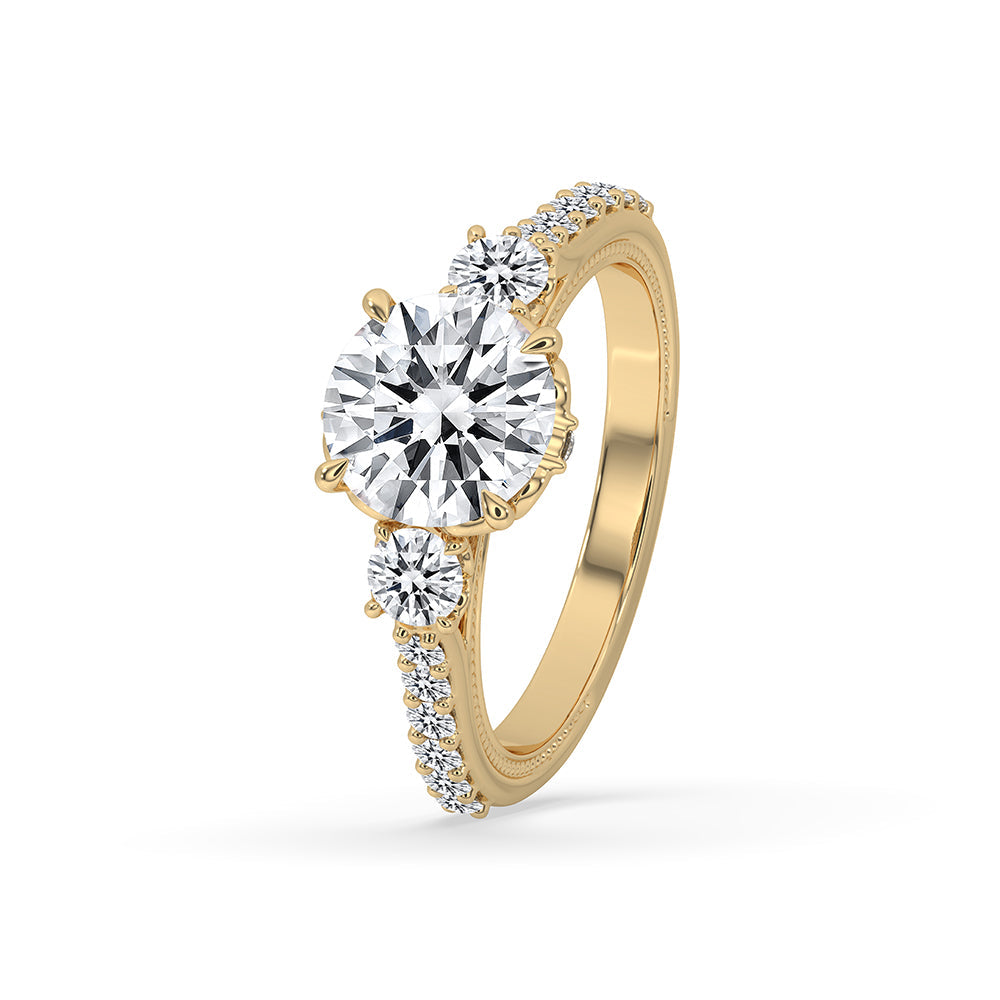 Three Stone Engagement Ring In Pave Setting Secondary image