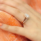 1.50CT Oval Cut Moissanite Halo Bridal Ring Set