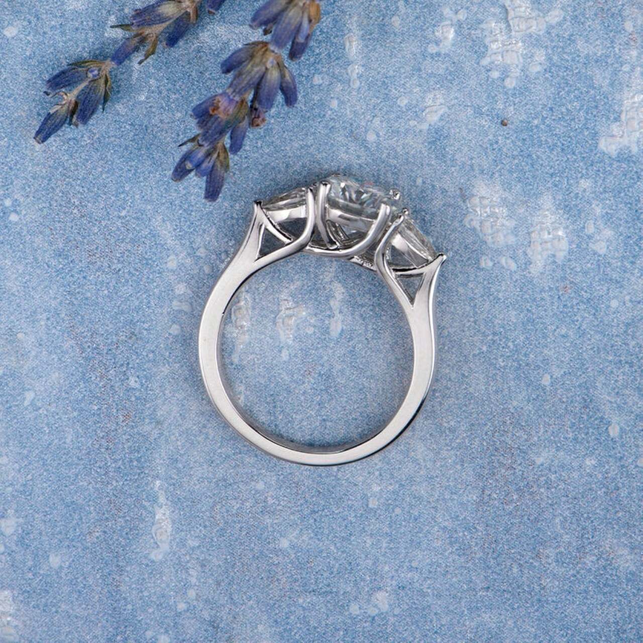 1.50CT Round Brilliant Cut Moissanite 3 Stones Engagement Ring