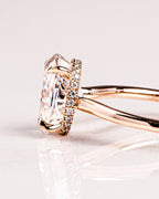 2.0 CT Oval Moissanite Solitaire Engagement Ring With Hidden Halo Setting