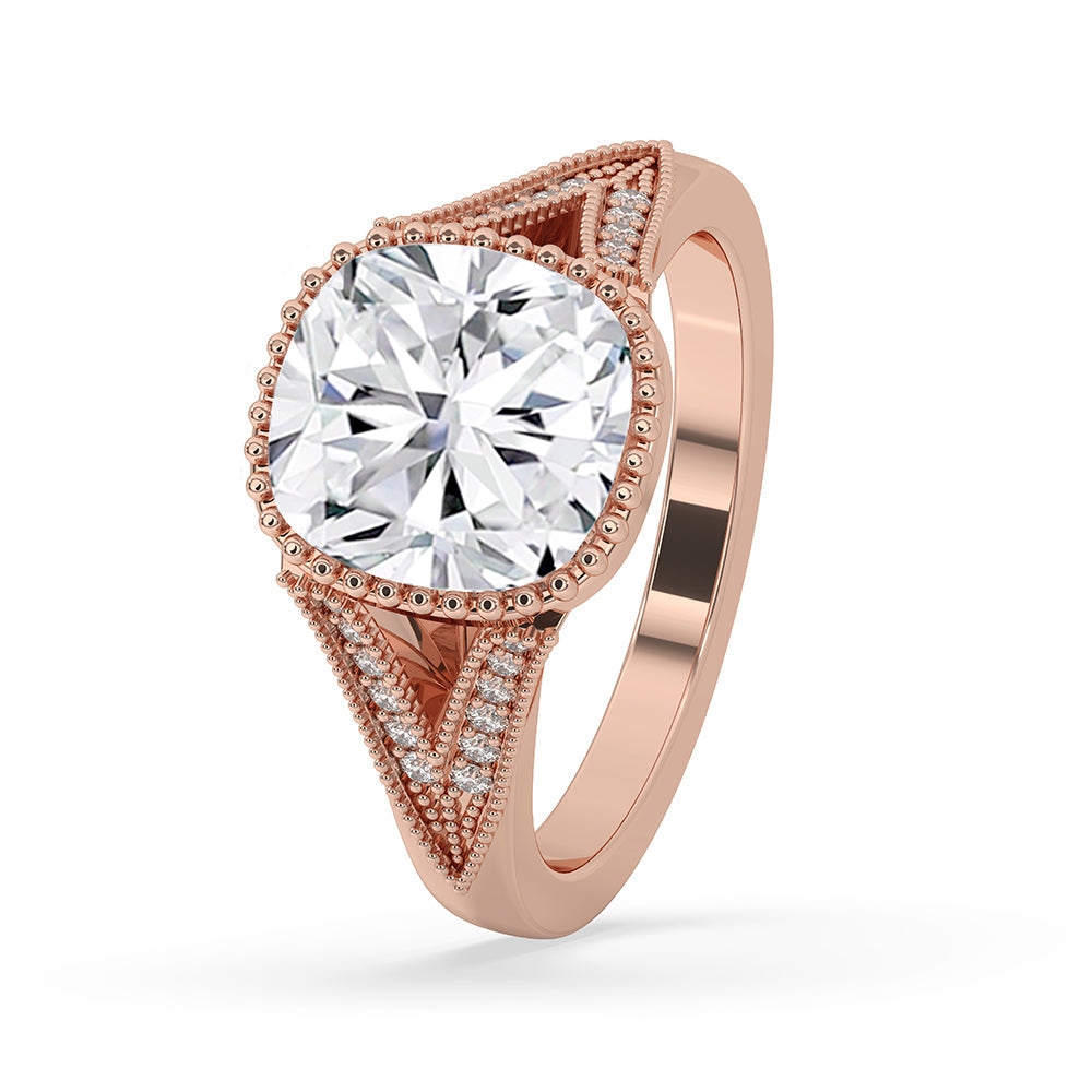 Cushion Cut Milgrain Engagement Ring Setting