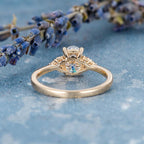 1.0CT Oval Cut Cluster Style Moissanite Engagement Ring