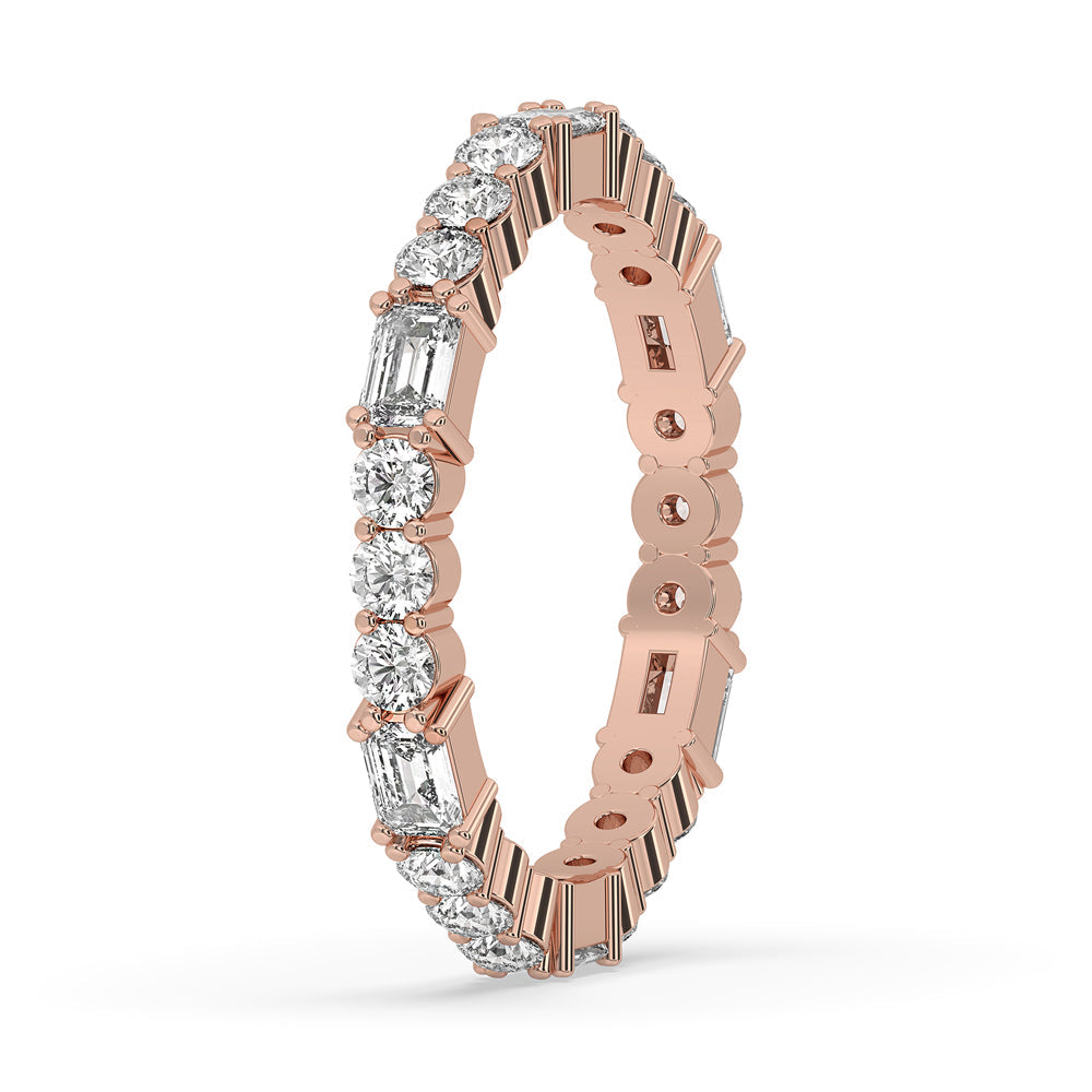 Unique Emerald Eternity Band - Rose Gold