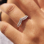 Stackable Chevron Wedding Band In White Gold