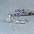 2.50CT Pear Moissanite Solitaire Engagement Ring With Hidden Halo Setting