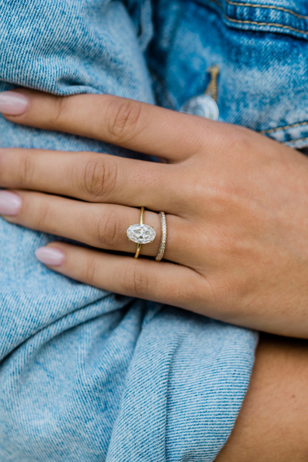 2.70 CT Oval Cut Moissanite Solitaire & Hidden Halo Setting Engagement Ring
