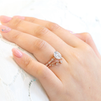 2.0CT Oval Cut Moissanite Pave Bridal Ring Set
