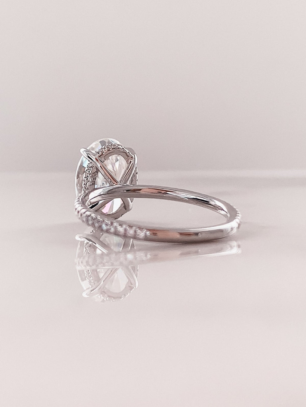 2.0 CT Oval Moissanite Hidden Halo Pave Setting Engagement Ring