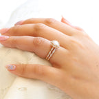 1.0CT Round Cut Moissanite Vintage Halo Bridal Ring Set