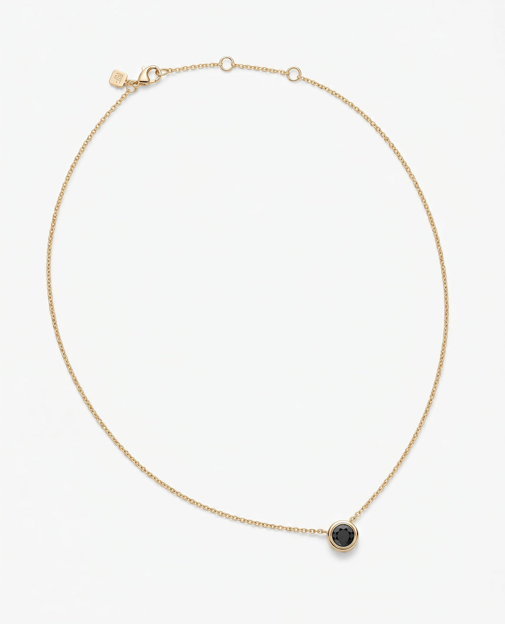 LODE Solitaire Bezel Set Floating Round Cut Black Diamond Pendant Necklace