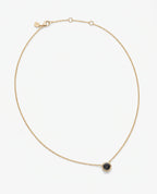 LODE Solitaire Bezel Set Floating Round Cut Black Diamond Pendant Necklace