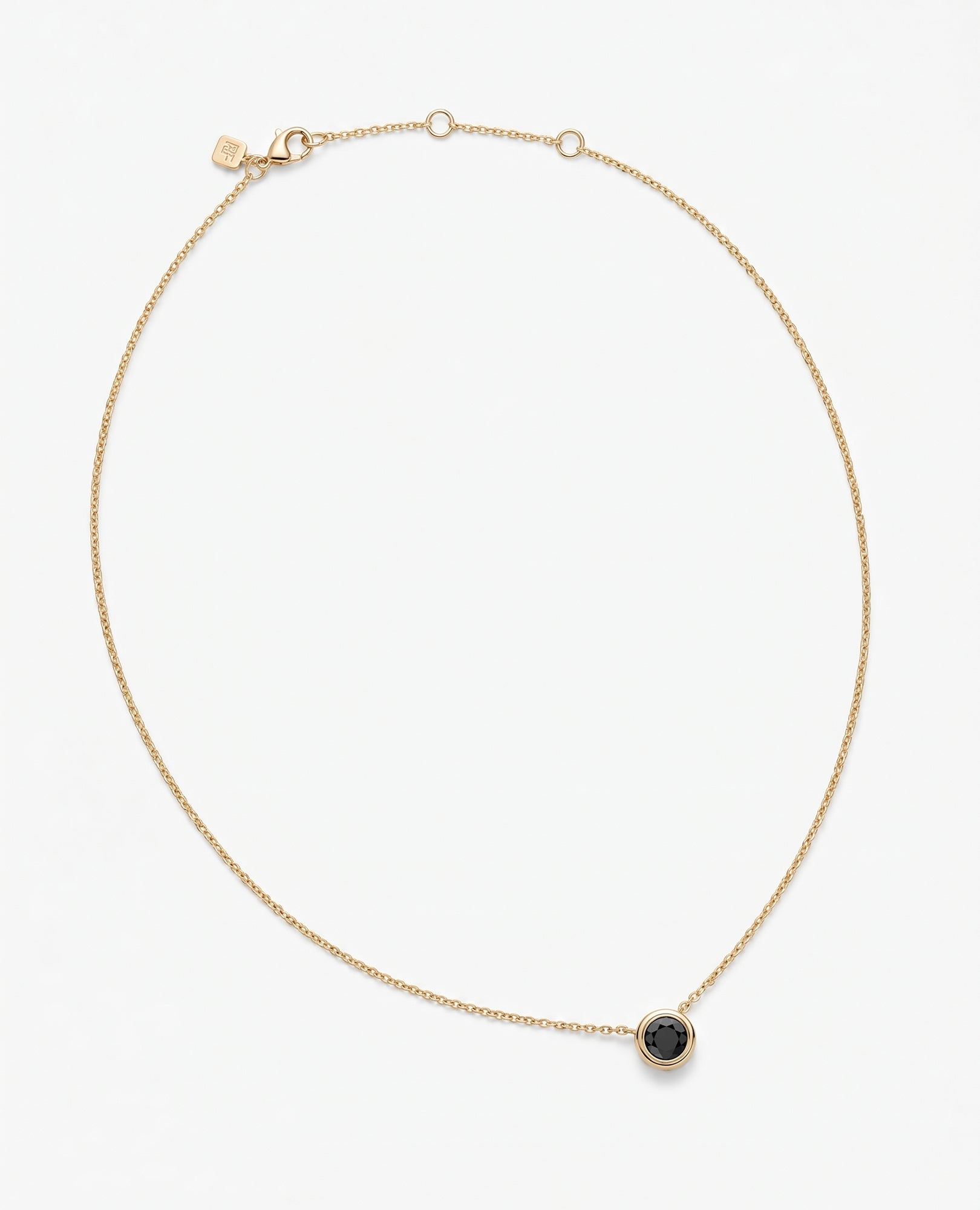 LODE Solitaire Bezel Set Floating Round Cut Black Diamond Pendant Necklace