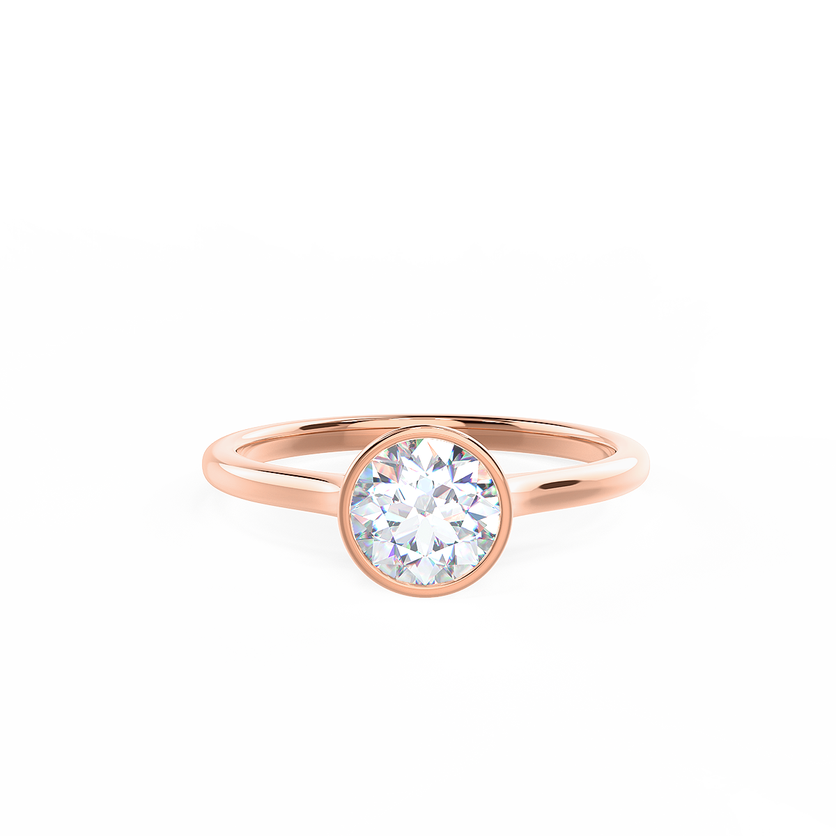 1.5 CT Round Cut Moissanite Bezel Engagement Ring