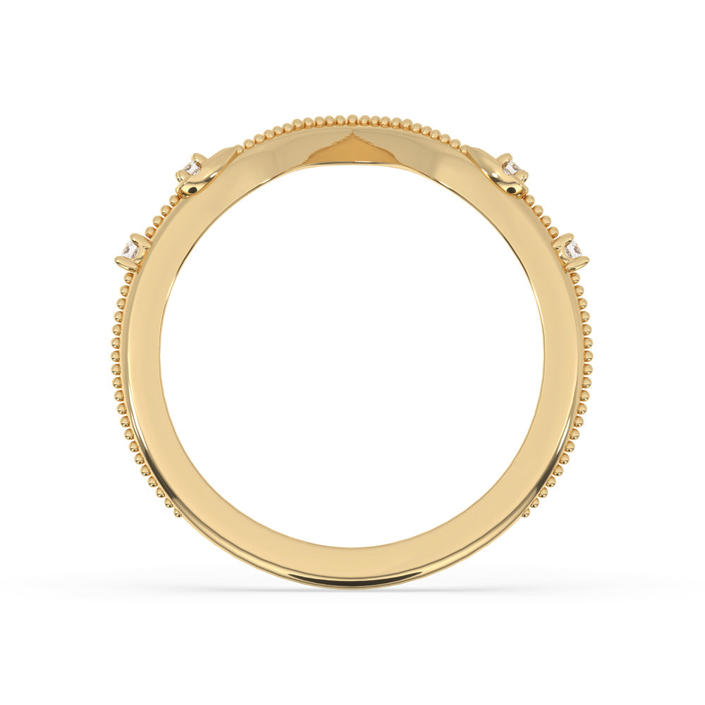 V Shaped Wedding Band - Milgrain Design