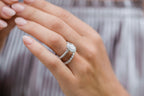 3.40 CT Elongated Oval Moissanite Hidden Halo & Pave Setting Engagement Ring