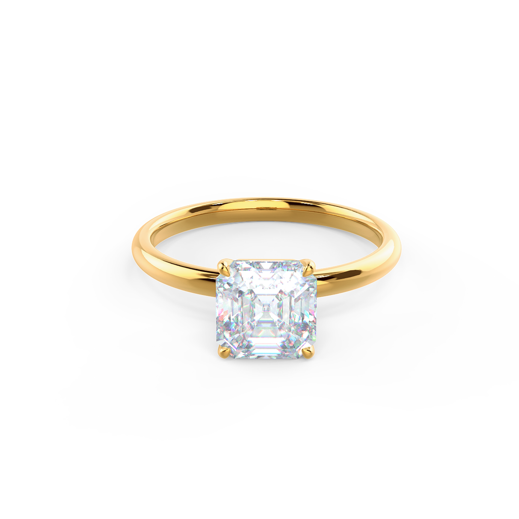 2.0 CT Asscher Cut Moissanite Solitaire Engagement Ring