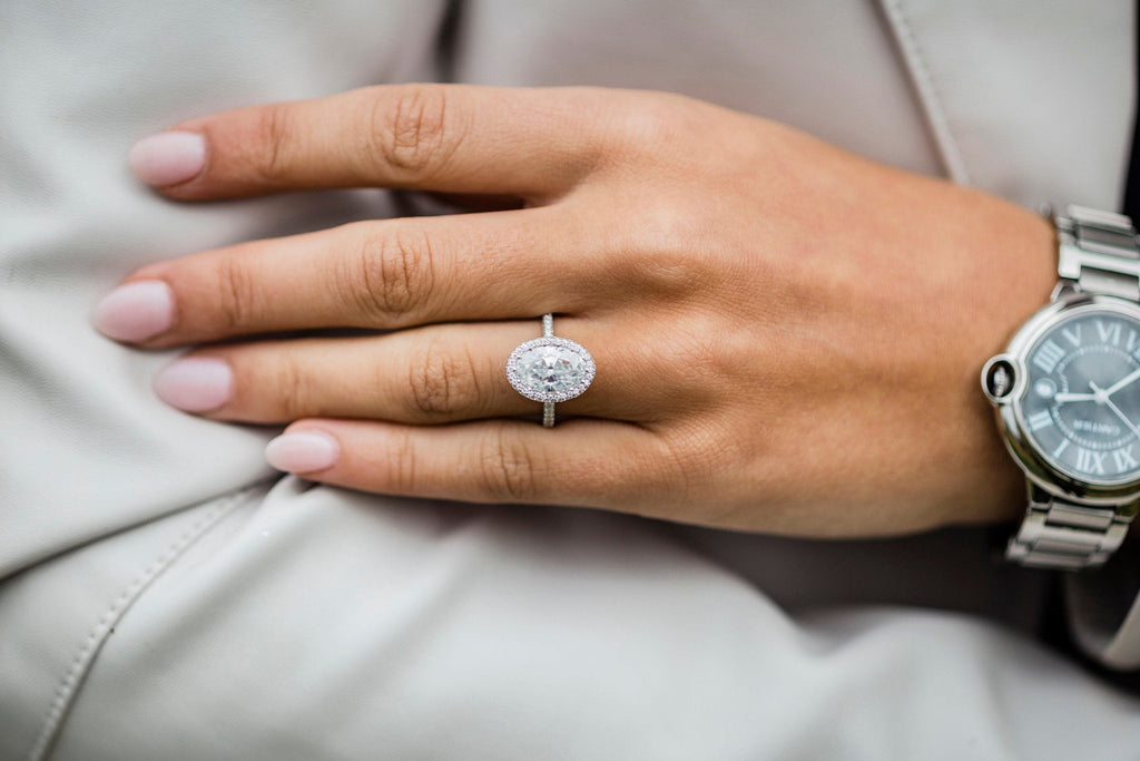 3.85 CT Oval Halo Moissanite Setting Engagement Ring