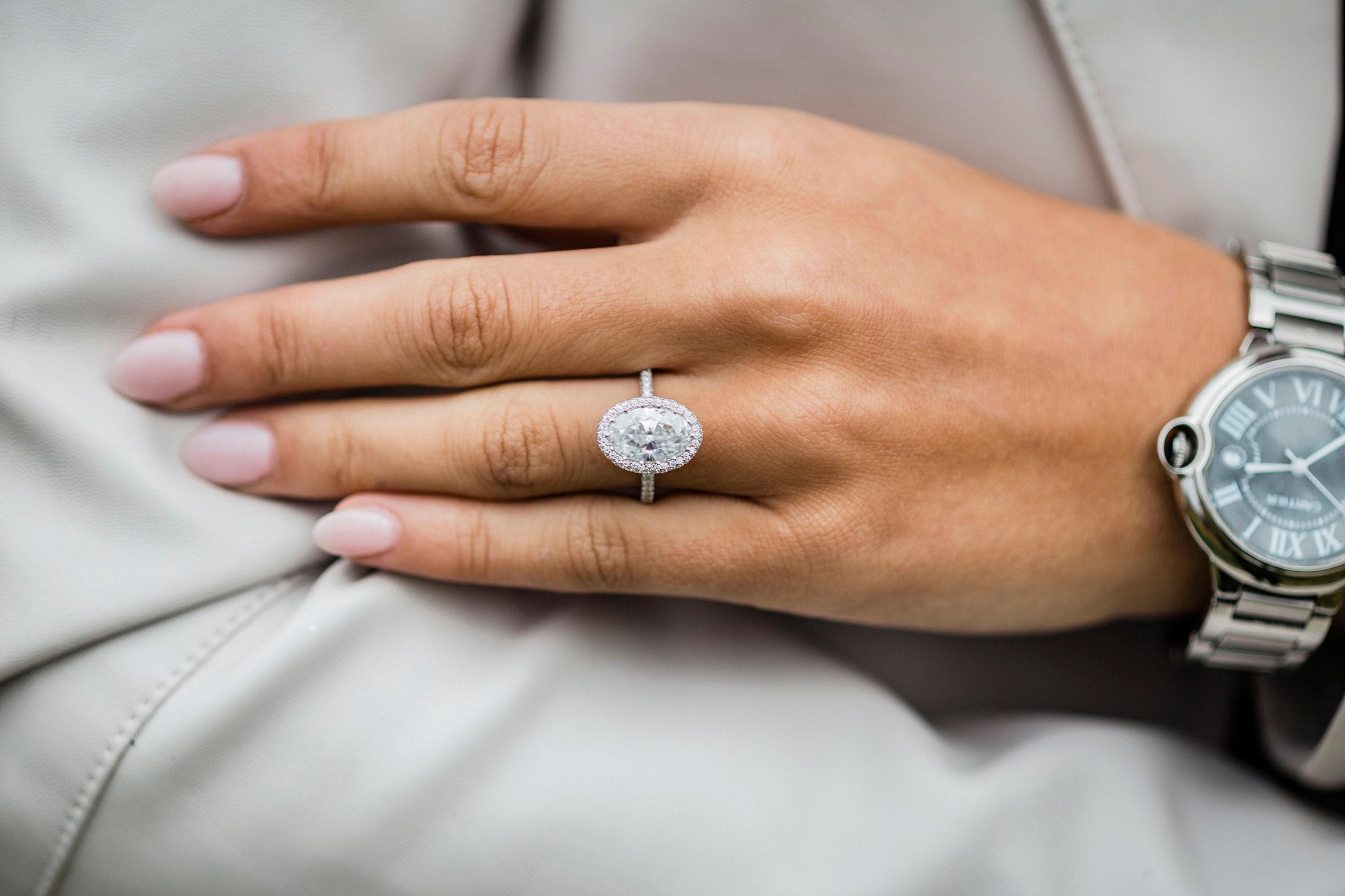 3.85 CT Oval Halo Moissanite Setting Engagement Ring