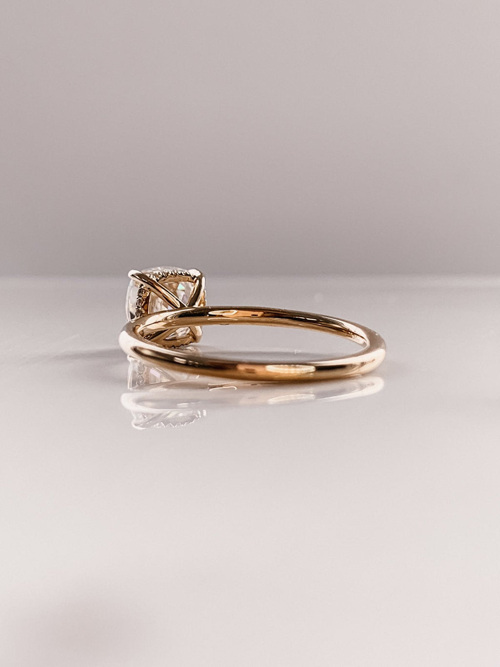2.50 CT Cushion Moissanite Solitaire Engagement Ring With Hidden Halo Setting