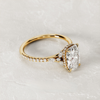 2.0 CT Elongated Cushion Cut Moissanite Pave Style Engagement Ring