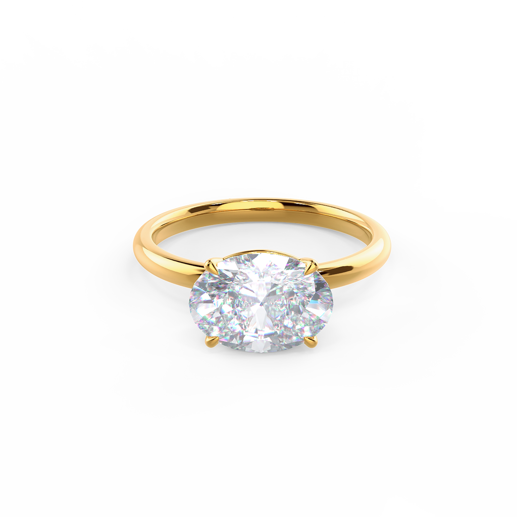 2.0 CT East-West Oval Cut Moissanite Solitaire Engagement Ring
