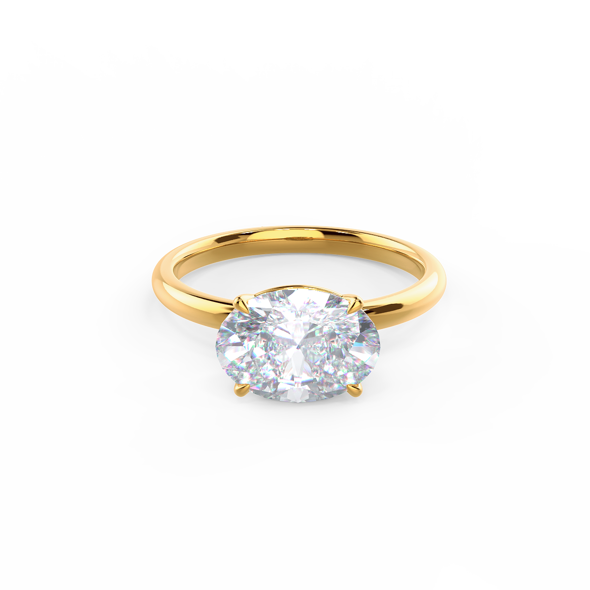 2.0 CT East-West Oval Cut Moissanite Solitaire Engagement Ring