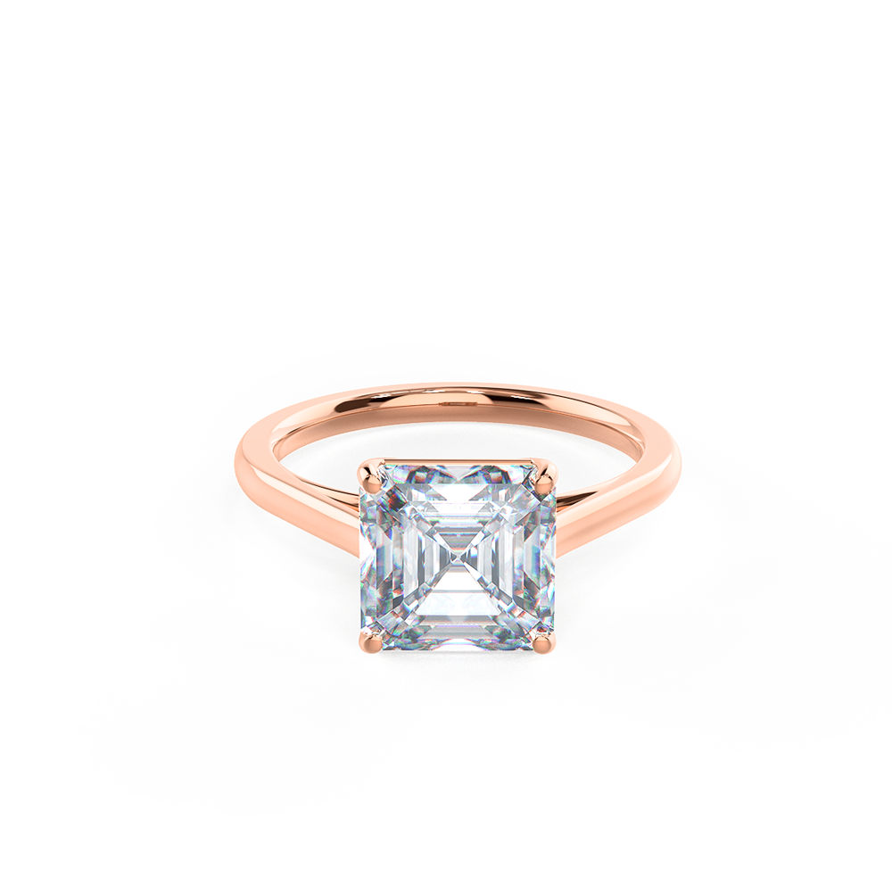 2.50 CT Asscher Cut Moissanite Solitaire Engagement Ring
