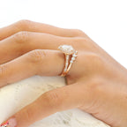 1.60 CT Pear Cut Moissanite Halo Bridal Ring Set