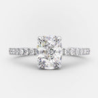1.70ct Cushion Cut Moissanite Hidden Halo Engagement Ring