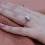 2.0 CT Oval Cut Moissanite Halo Engagement Ring