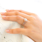 1.50CT Pear Cut Moissanite Halo Bridal Ring Set