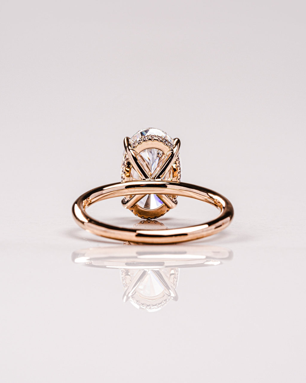 4.0 CT Oval Moissanite Hidden Halo Setting Engagement Ring