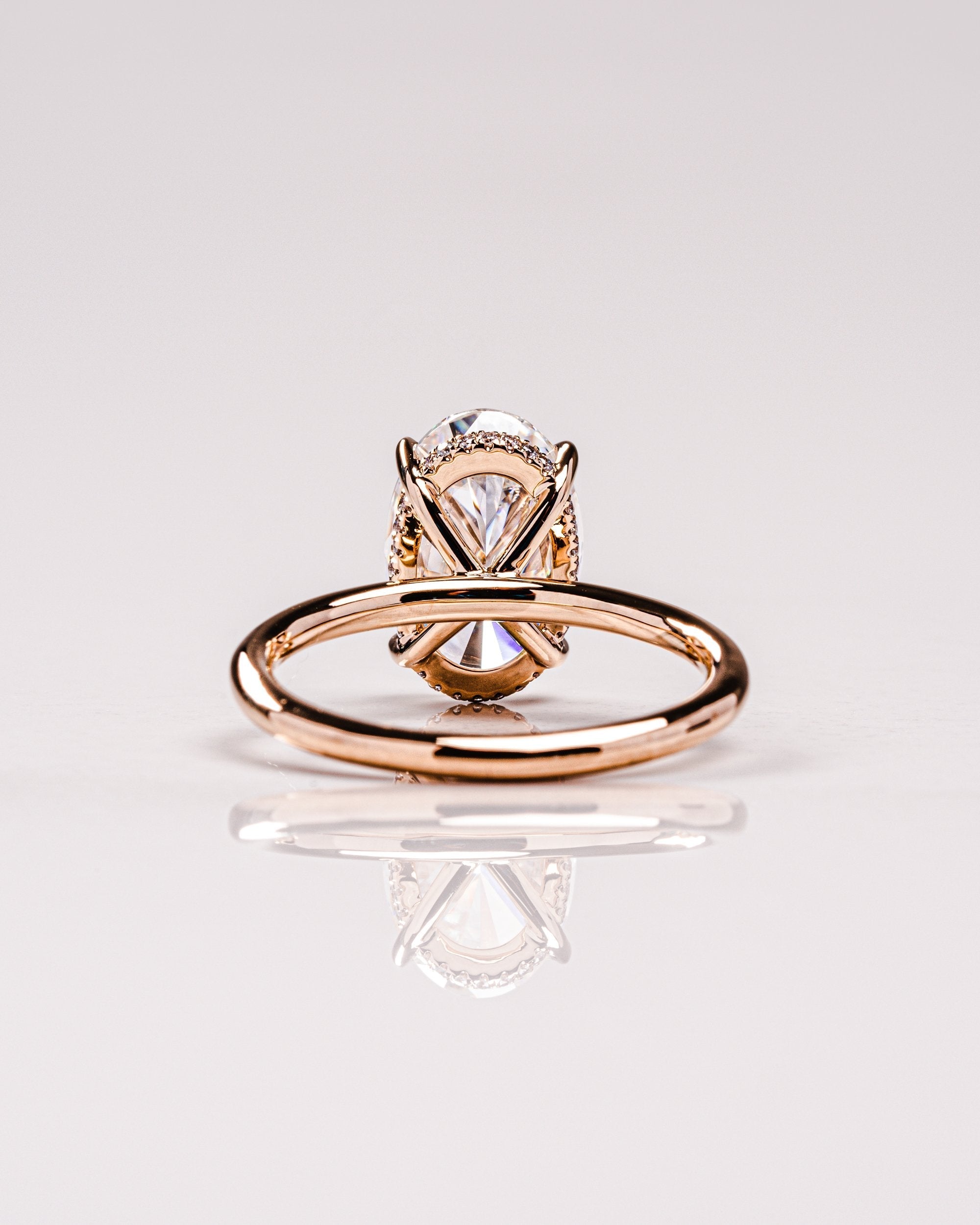 4.0 CT Oval Moissanite Hidden Halo Setting Engagement Ring