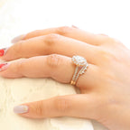 1.50CT Oval Cut Moissanite Halo Bridal Ring Set