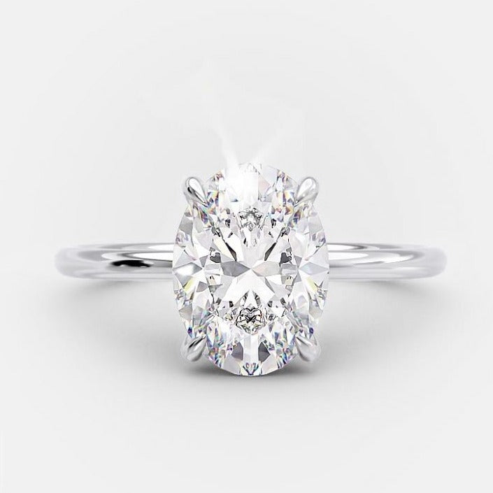 2.0 CT Oval Cut Moissanite Solitaire Engagement Ring