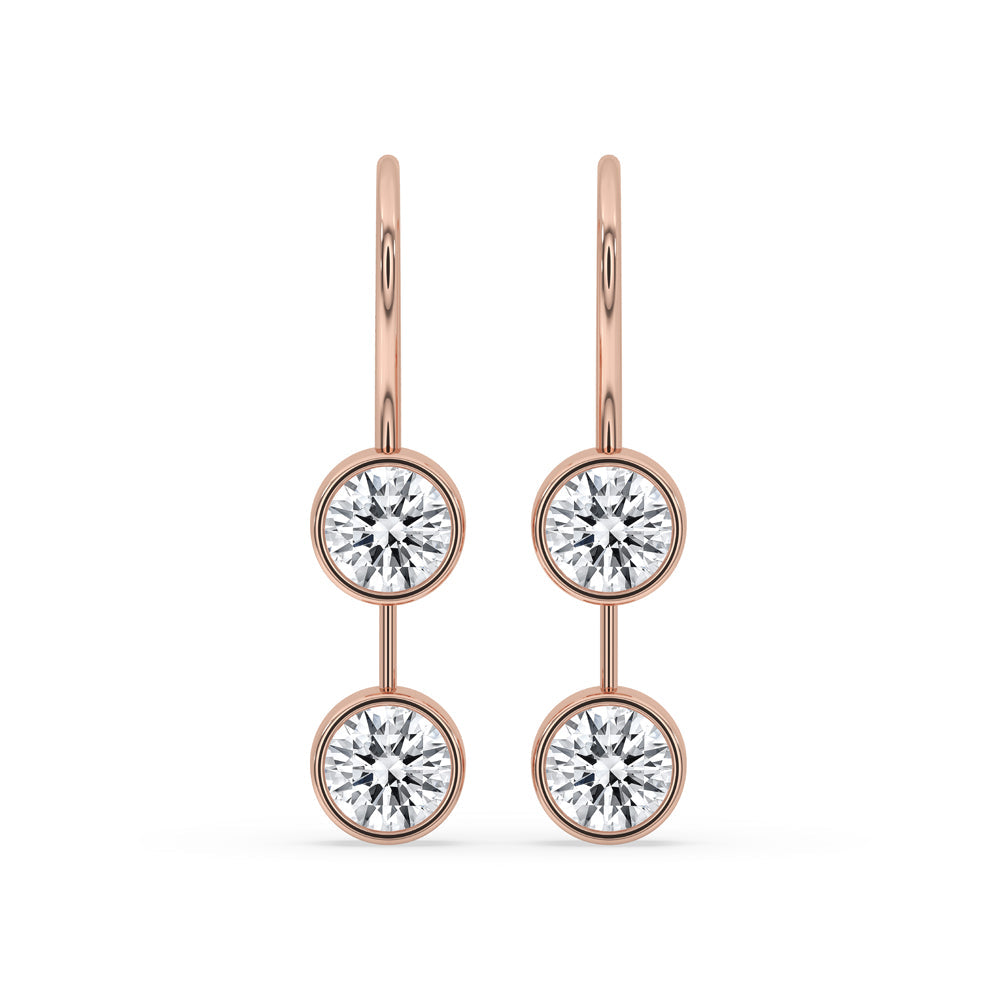 Round Diamond Earrings Featuring Rose Gold