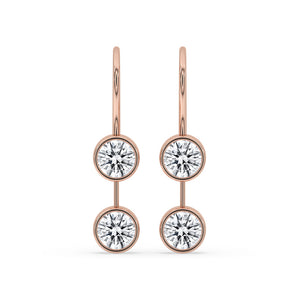 Round Diamond Earrings Featuring Rose Gold