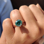 Rose Gold Solitaire Engagement Ring With Green Moissanite