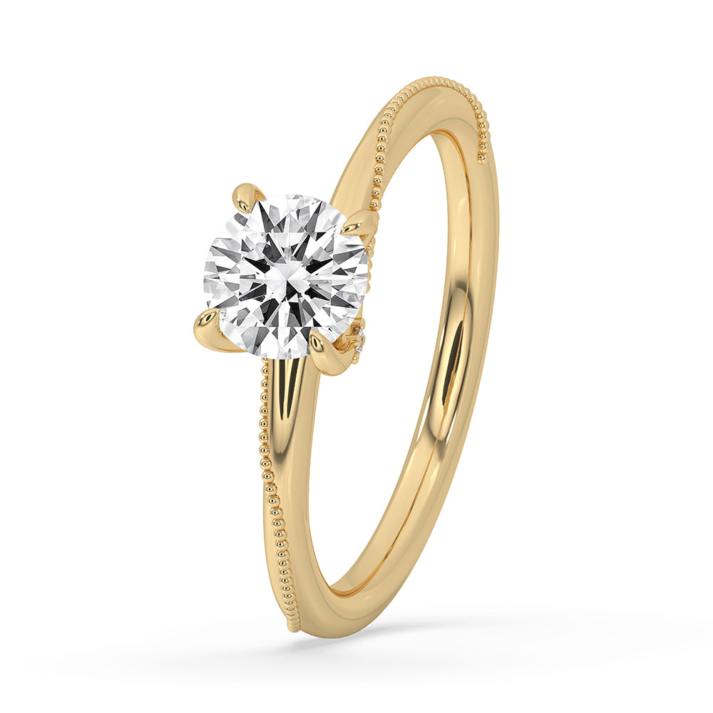 Round Cut Twisted Prong Milgrain Setting Ring