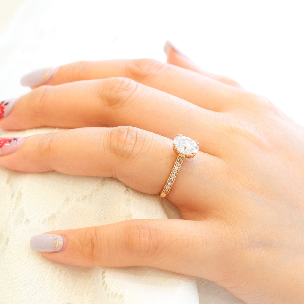 2.0 CT Oval Cut Moissanite Pave Engagement Ring